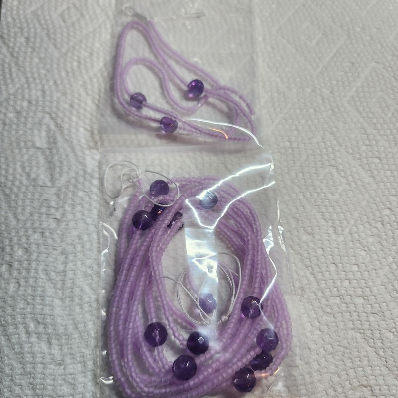 Purple waist bead and anklet set