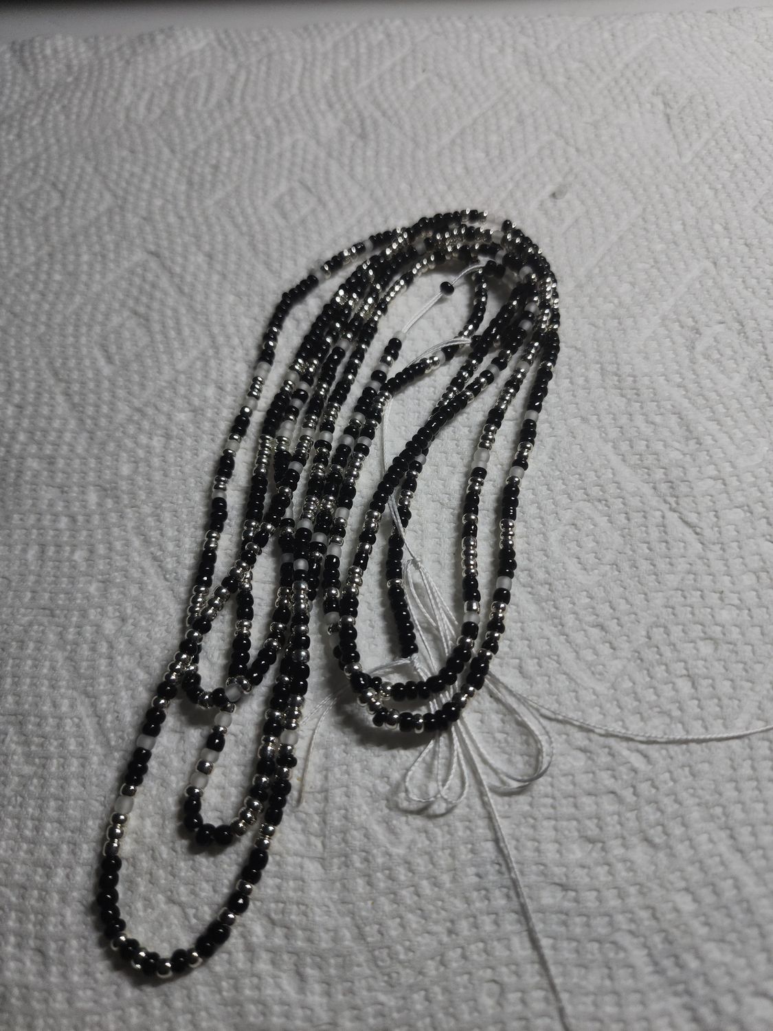 Black silver and glow waist bead