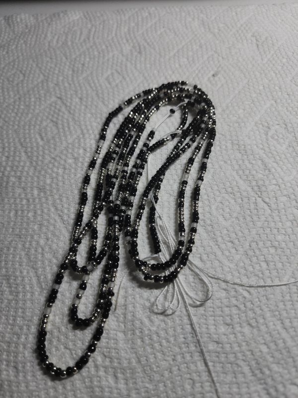Black silver and glow waist bead