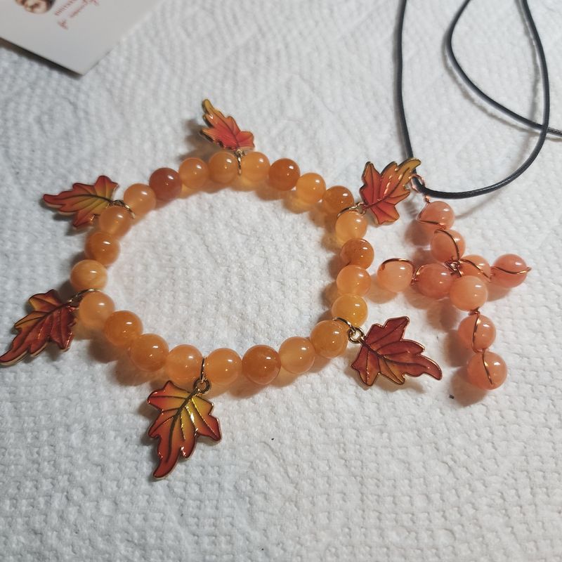 Orange jade cross and bracelet