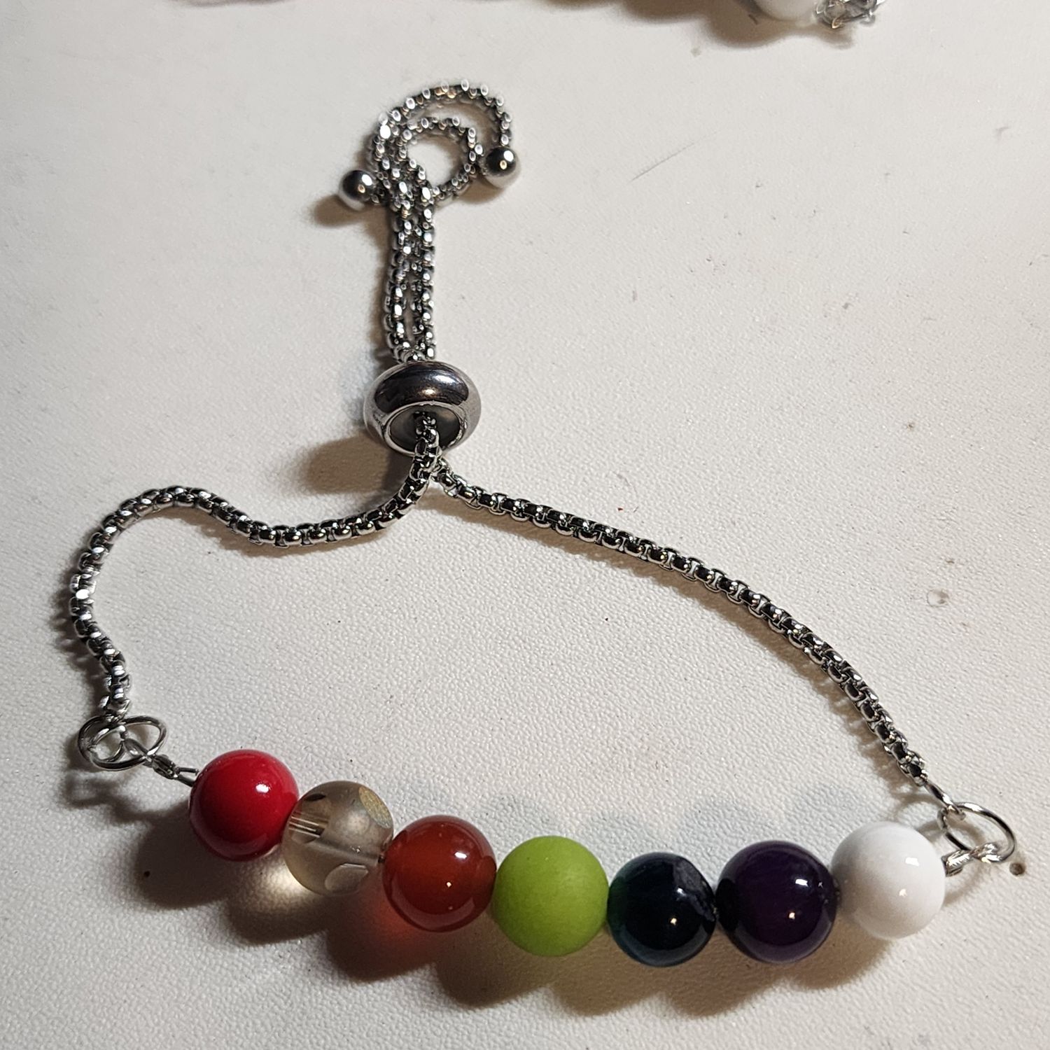 Chakra colored adjustable bracelet