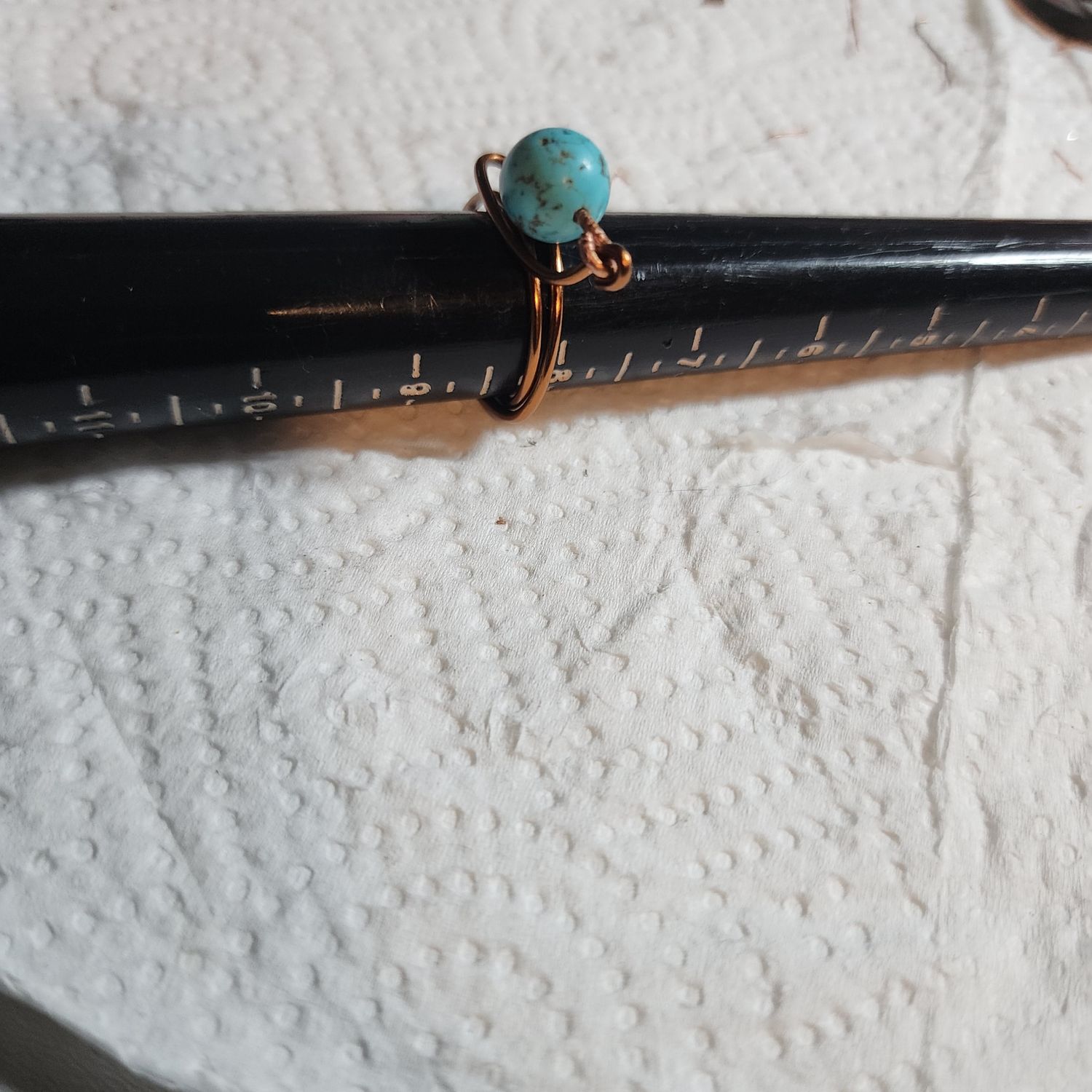 Torqoiuse ring size 8 in bronze wire