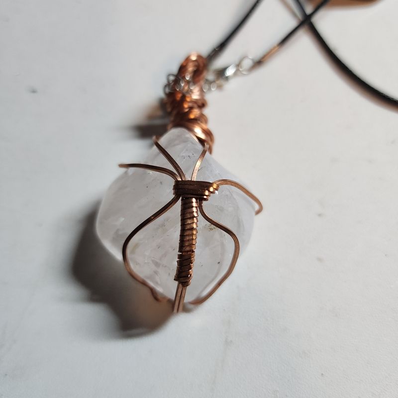 Clear quartz in copper wire