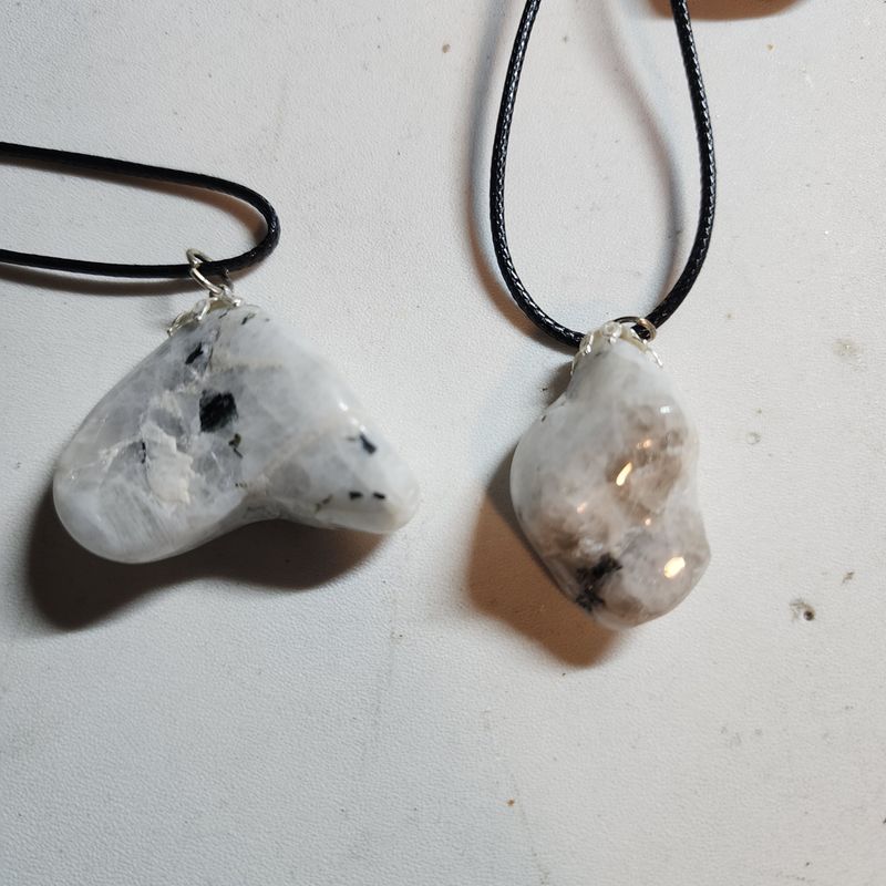 Rainbow moonstone crystal with bale