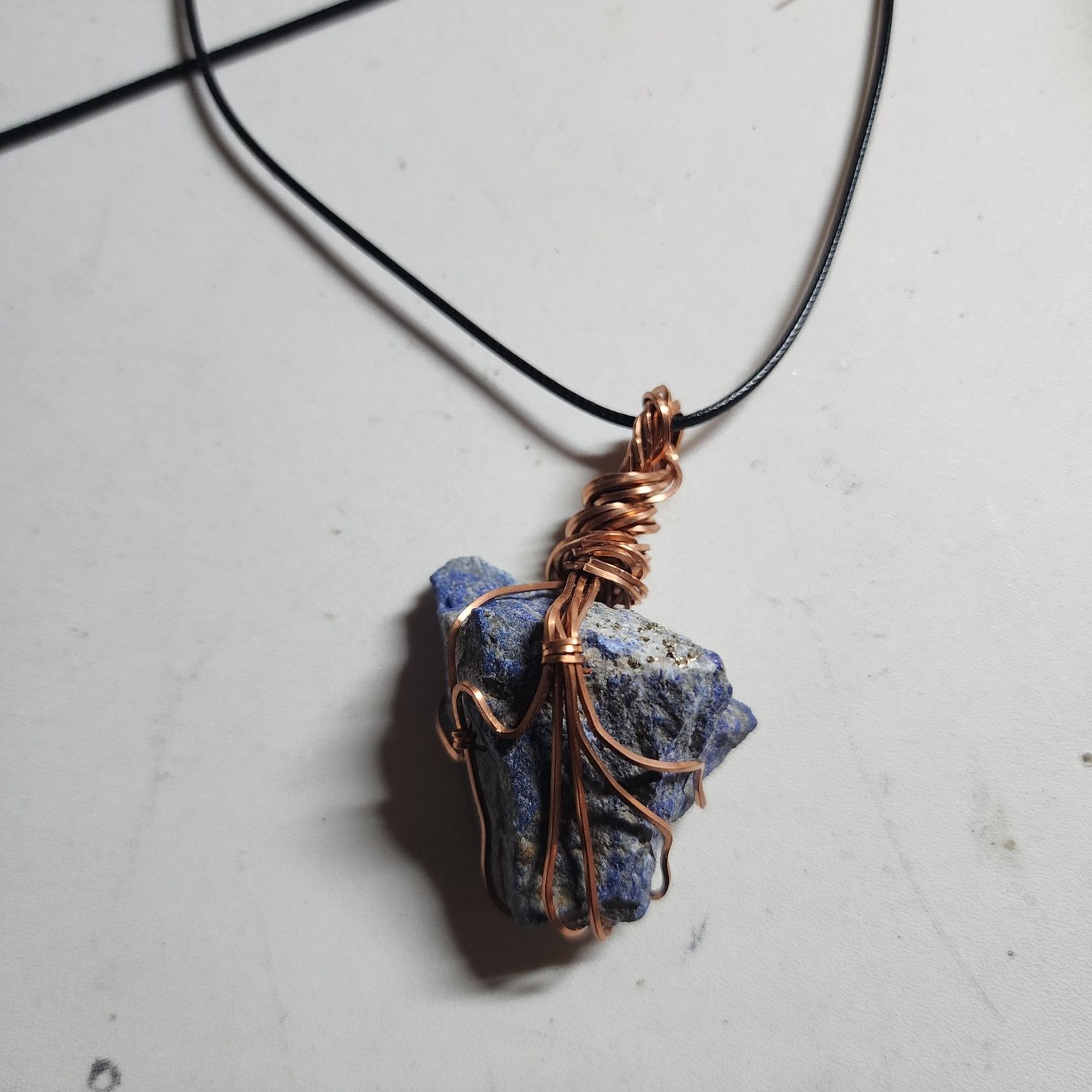 Lapis lazuli (large) wrapped in copper wire