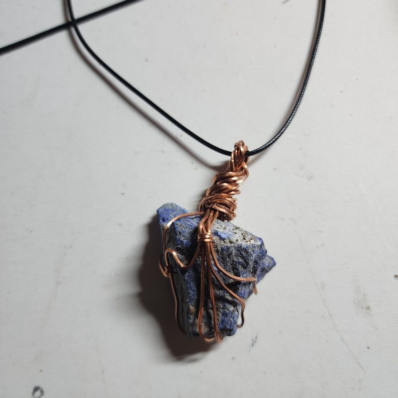 Lapis lazuli (large) wrapped in copper wire