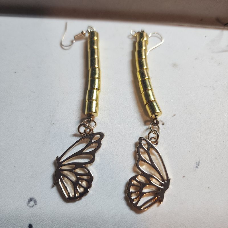Golden butterfly earrings