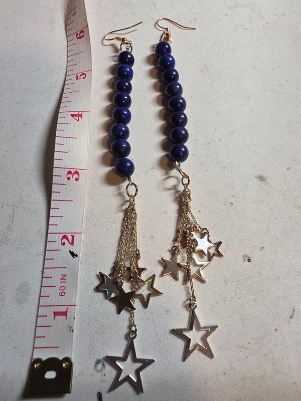 Lapis lazuli over the stars earrings