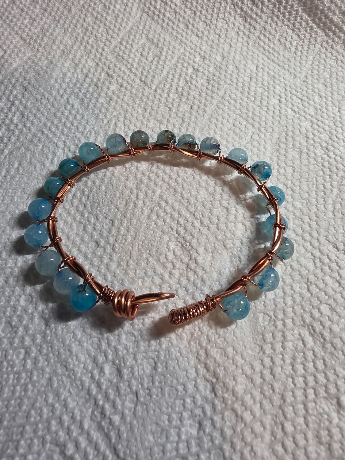 Blue crackle copper bracelet