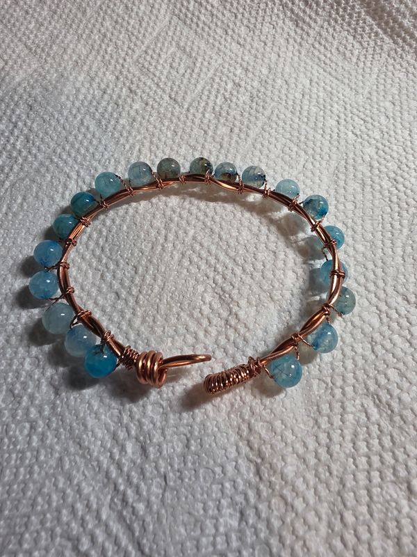 Blue crackle copper bracelet