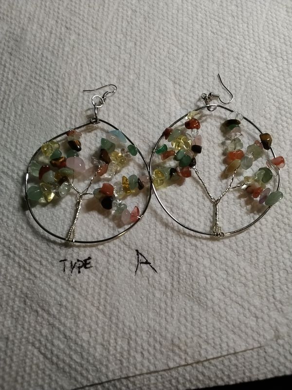 Silver hoop tree of life earrings