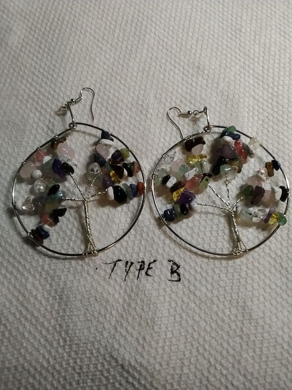 Silver hoop tree of life earrings