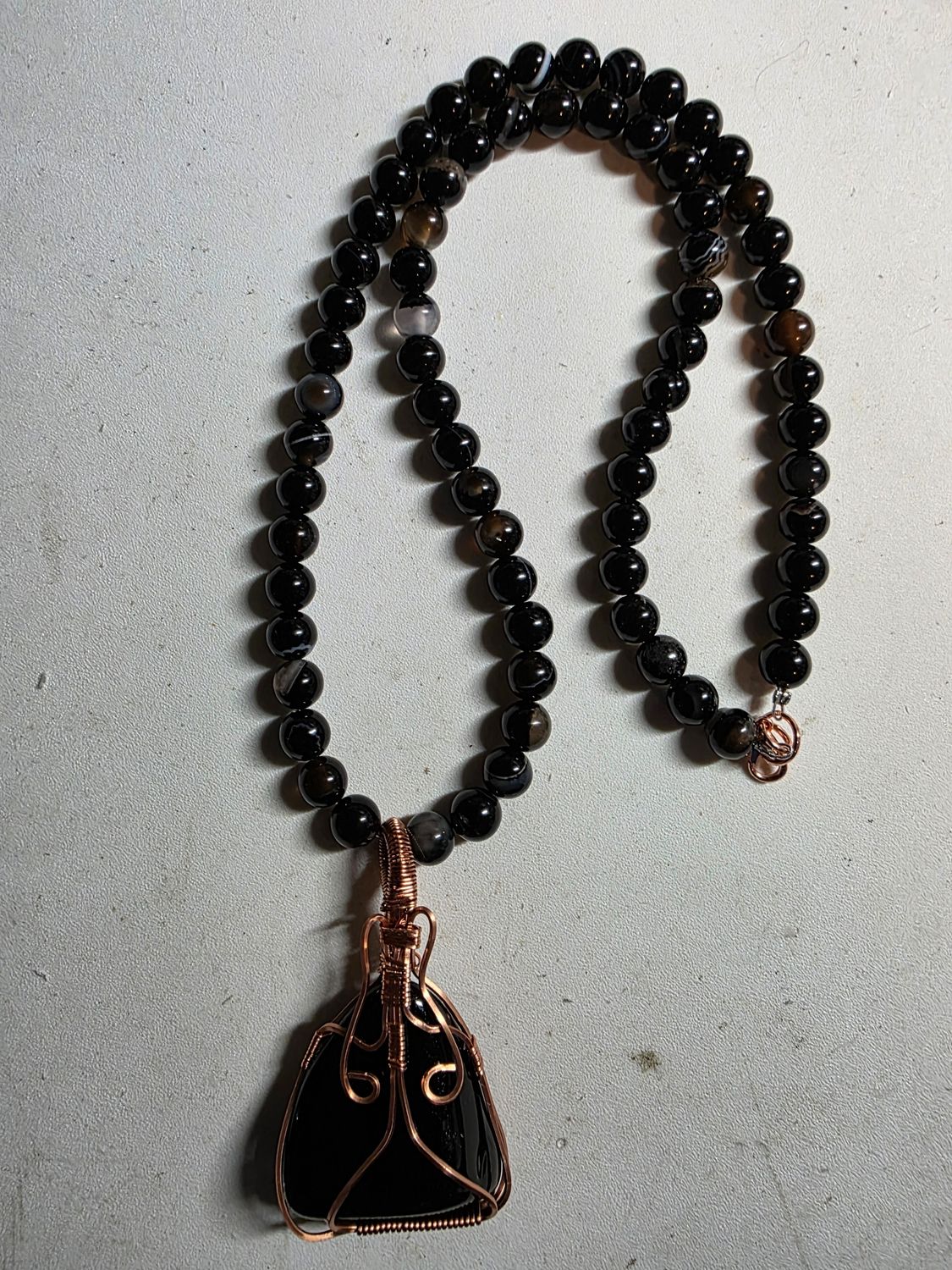 Obsidian beaded necklace