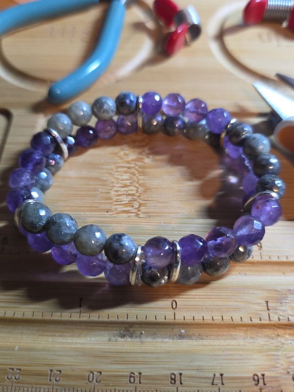 Labradorite & Amethyst double bracelet Labradorite & Amethyst double bracelet