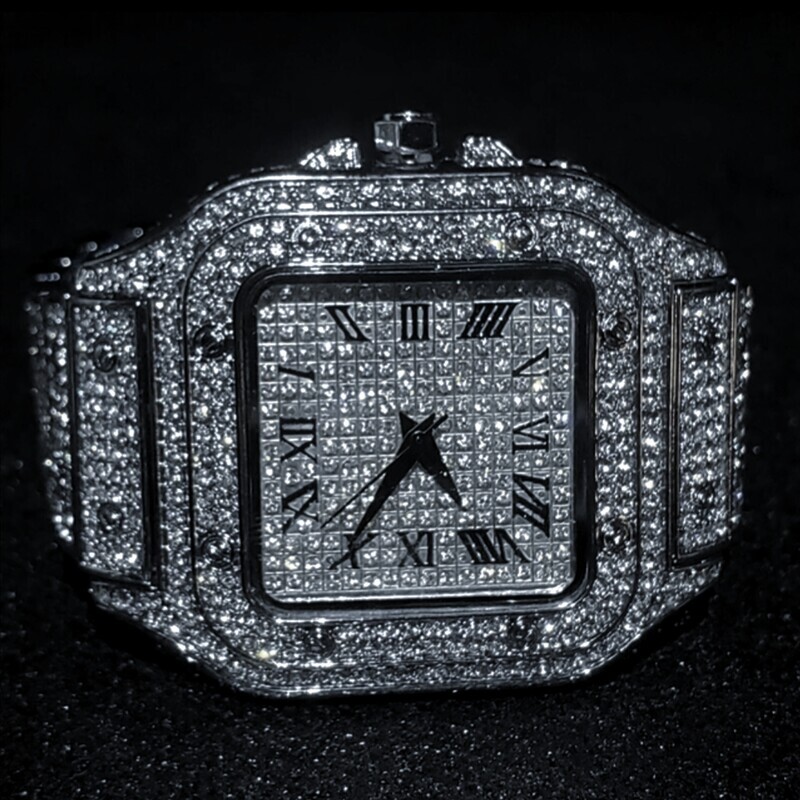 ​Classic Square Watch Luxury Full Diamond High Quality Quartz Watches Men Top Brand Original Iced Out Hip Hop Male Clock Hot Sale