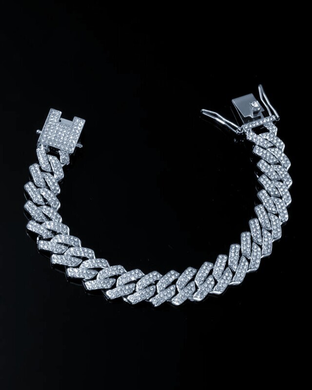 Popular Hip Hop Cuban Chain For Women Men Rhinestone Heart Decor Bracelet