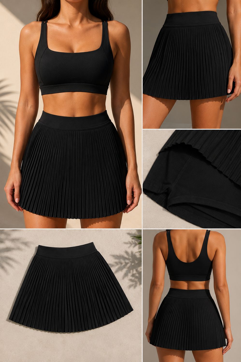 Black Pleated Skirt Set