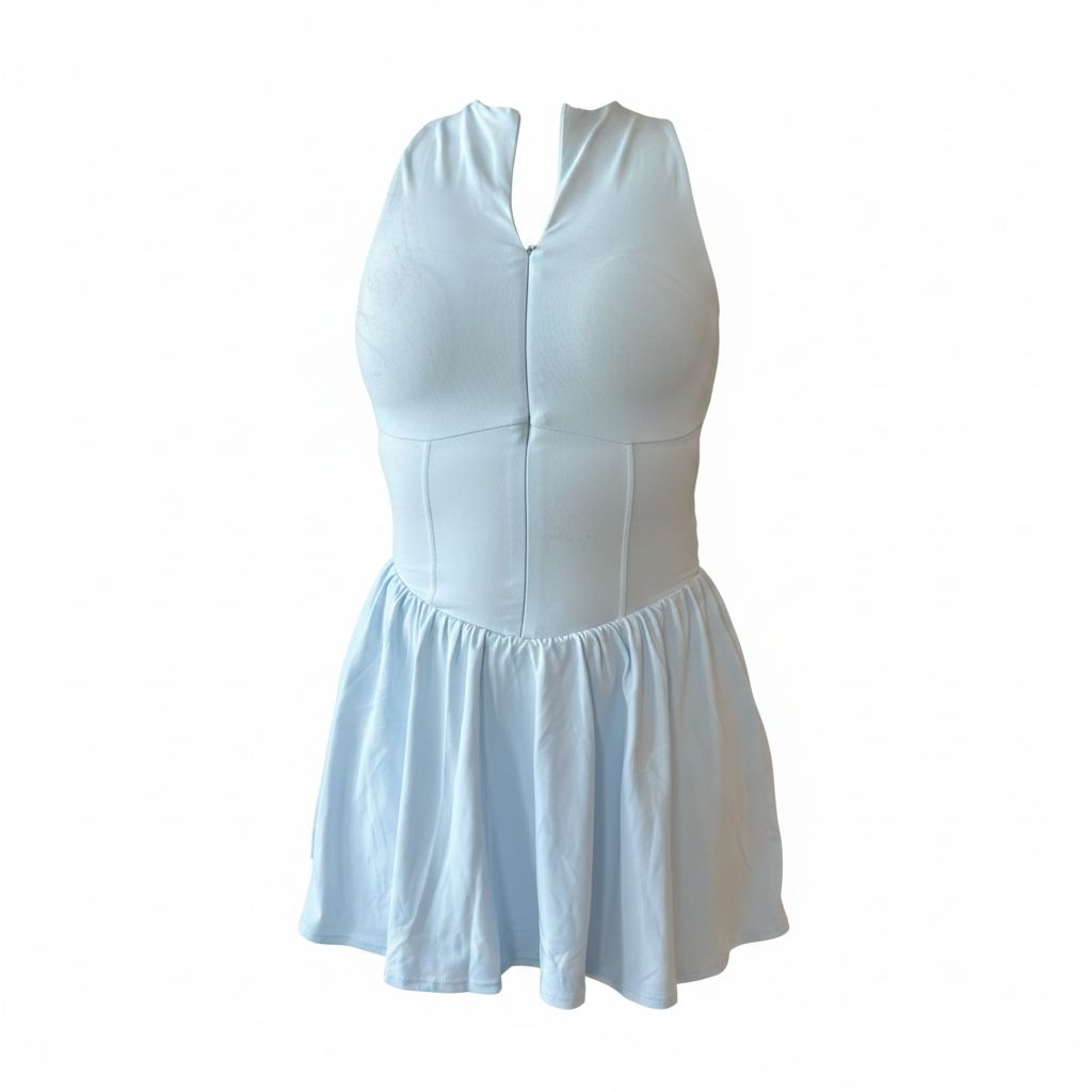 Sky Blue Pleated Skirt Set
