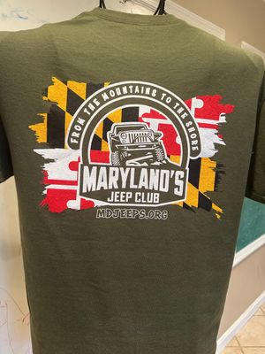 Maryland&#39;s Jeep Club Military Green T-Shirt