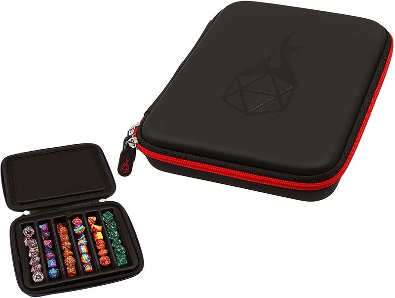 Forged Zip-Close Dice Box &amp; Storage Case with Removable Dice Tray red