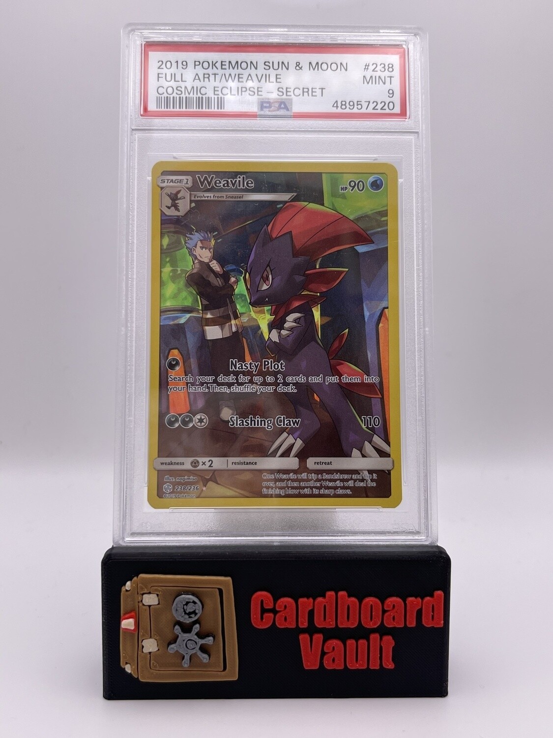 2019 Pokémon Sun And Moon Weavile Full Art Cosmic Eclipse Secret No. 238 PSA 9 48957220