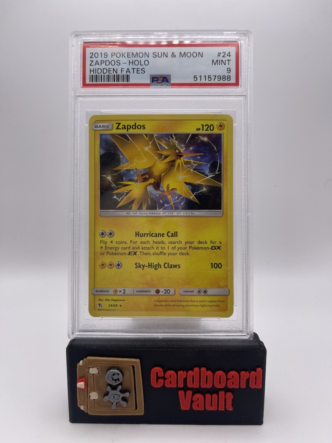 2019 Pokémon Zapdos Hidden Fates Holo No. 24 PSA 9 51157988