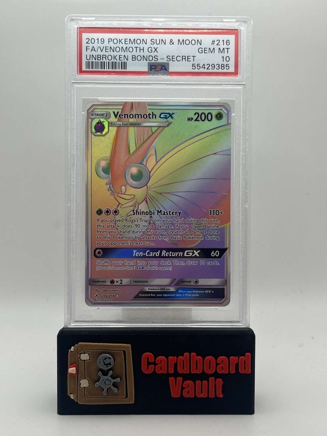 2019 Pokémon Venomoth GX Full Art Secret Rare No. 216 PSA 10 55429385