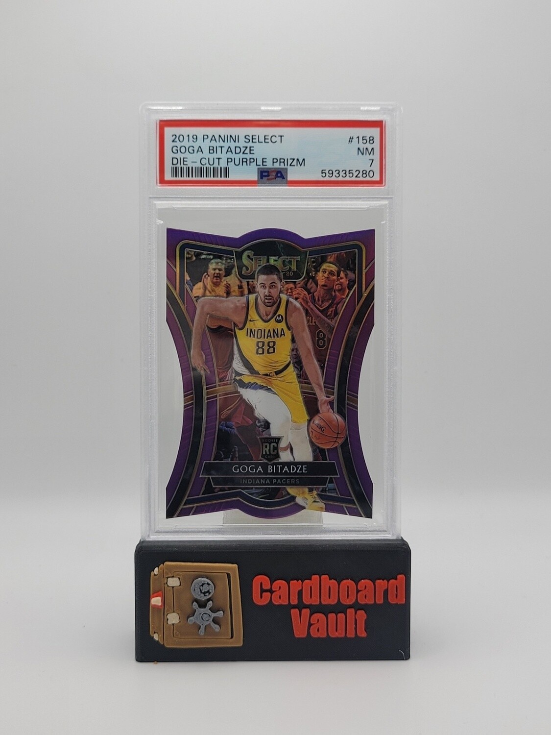 2019 Select Goga Bitadze #158 Die-Cut Purple Prizm 82/99 PSA 7