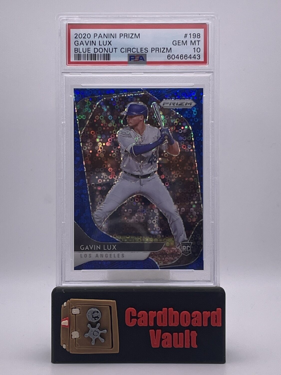 2020 Prizm Gavin Lux  #198 Blue Donut Circles Prizm 166/199 PSA 10