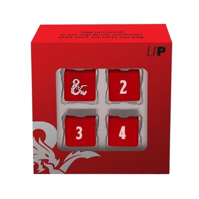 Ultra Pro Heavy Metal Dice Set D6 Red and White for D&D