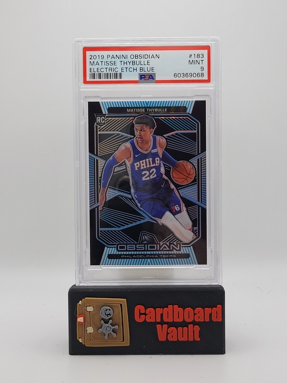 2019 Obsidian Matisse Thybulle #183  Electric Etch Blue 13/16 PSA 9