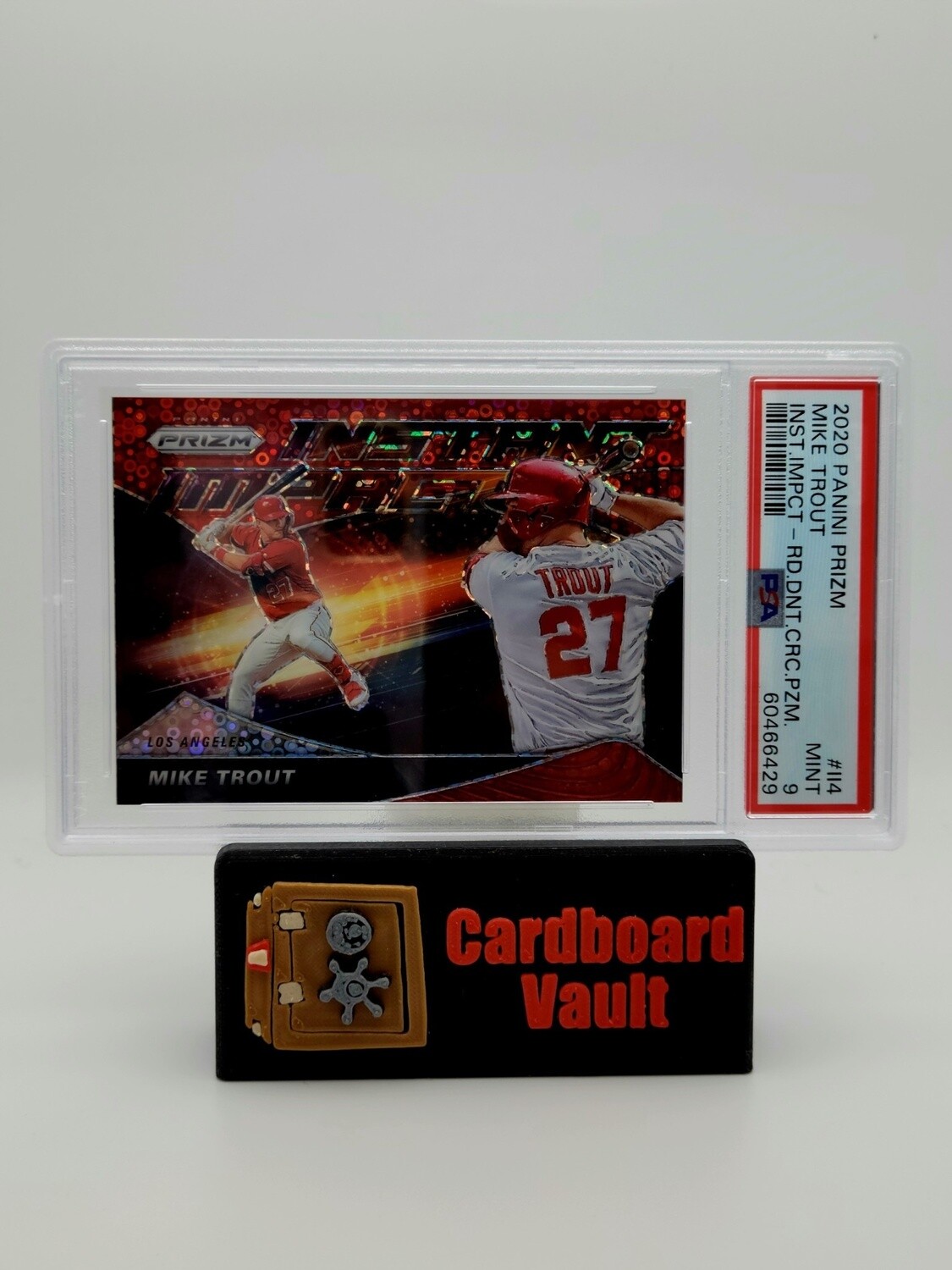 2020 Prizm Mike Trout Instant Impact #114 Red Donut Circles Prizm 052/149 PSA 9 60466429