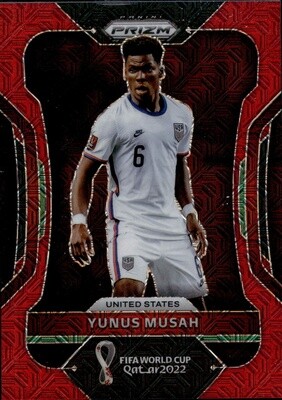 2022 Prizm Fifa World Cup Qutar New Era Yunus Musah #210 Red Mojo Prizm 02/99