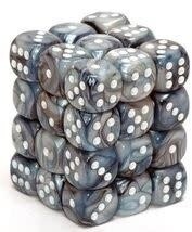 Chessex Lustrous Slate/White 12Mm D6 Dice Block