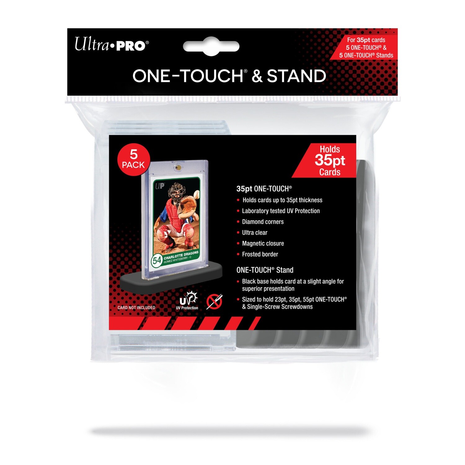Ultra Pro Uv One-Touch 35 Pt Card Holder 5 Pack With Stand