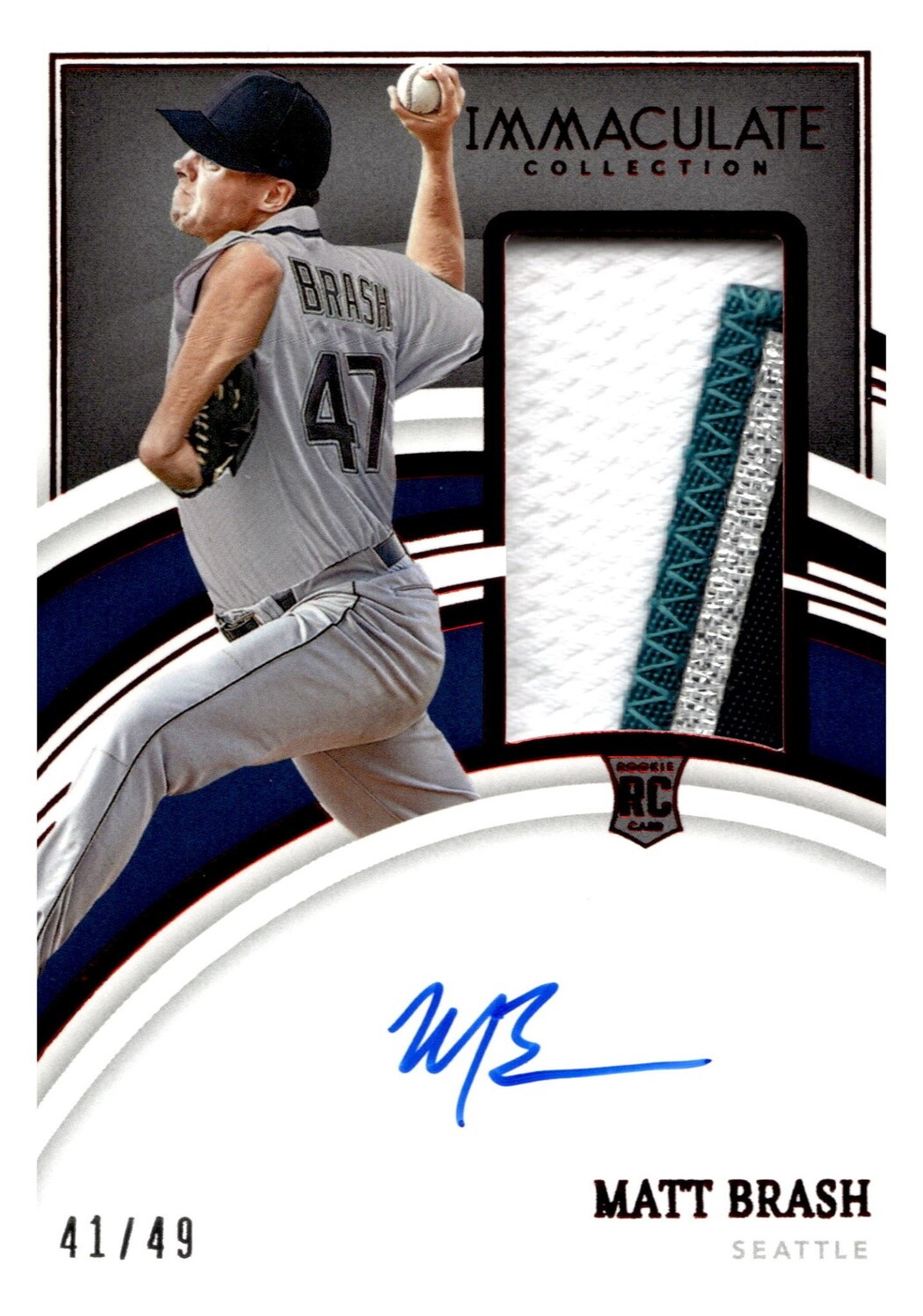 2022 Immaculate Matt Brash Autograph #162 Four Color Patch 41/49