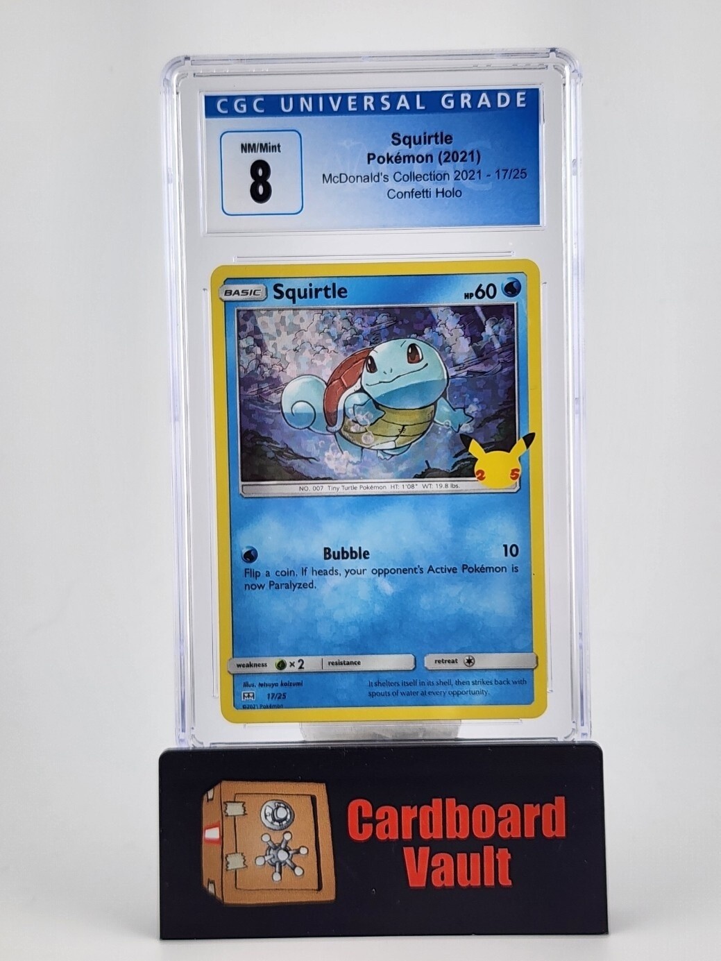 2021 Pokémon Squirtle McDonald&#39;s Collection Confetti Holo No. 17 CGC 8 3911140091