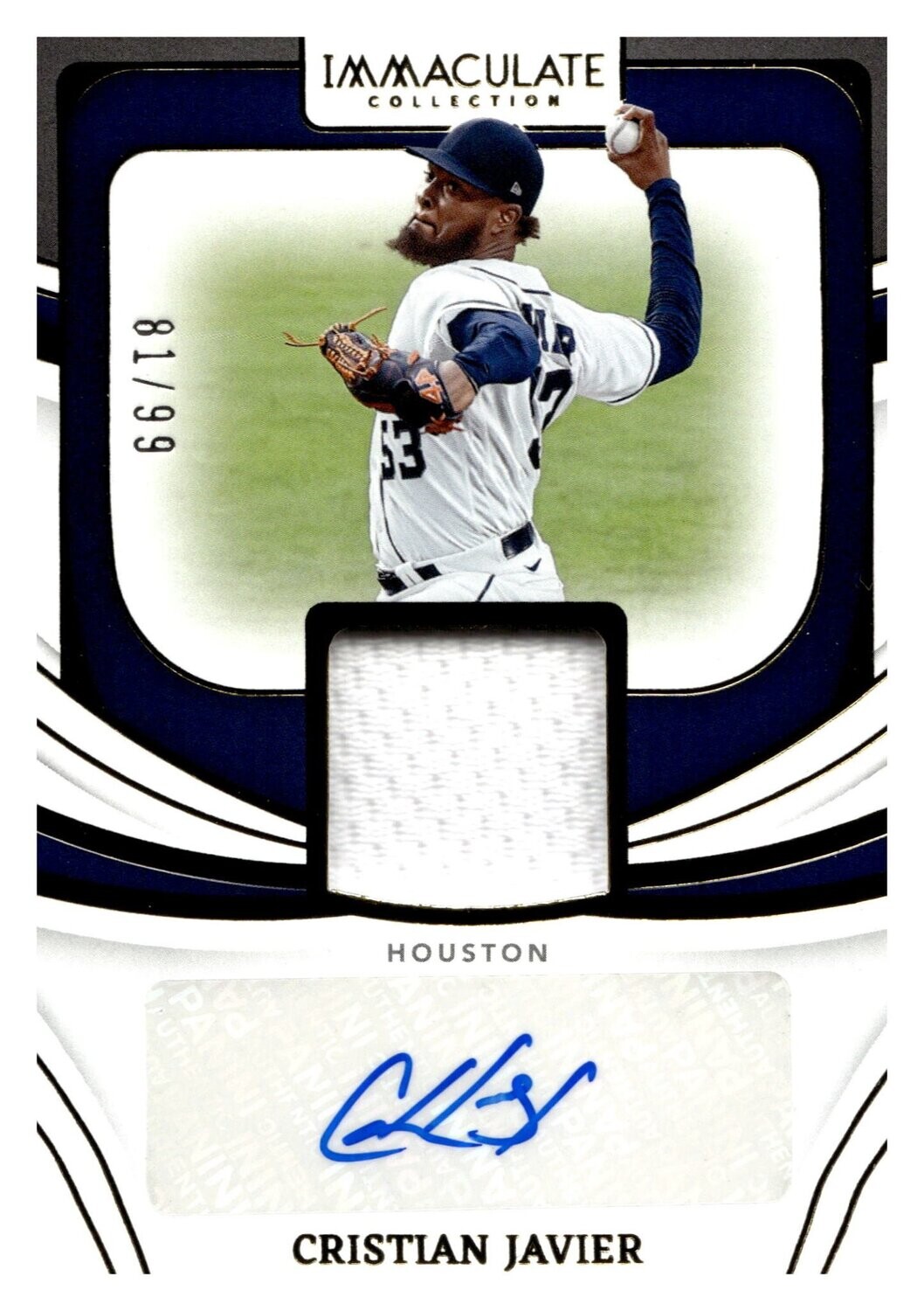 2022 Immaculate Cristian Javier Patch Autograph #IMS-CJ 81/99
