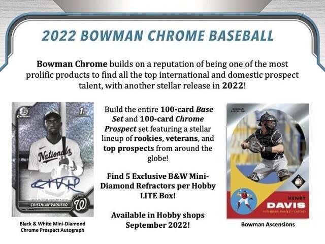 2022 Bowman Chrome Baseball Lite Hobby Box