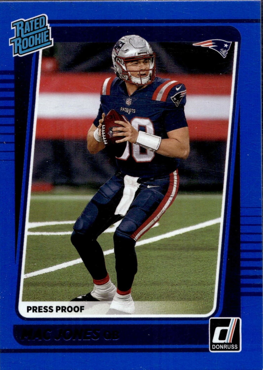 2021 Donruss Rated Rookie Mac Jones Blue Press Proof #255