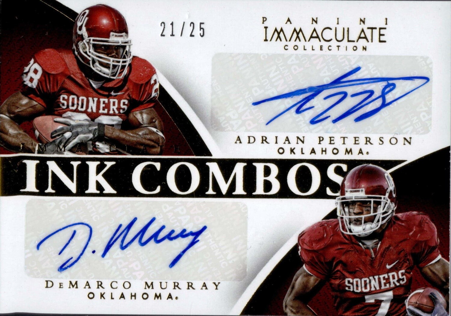 2015 Panini Immaculate Collegiate Ink Combos Adrian Peterson DeMarco Murray #14 Autograph 21/25