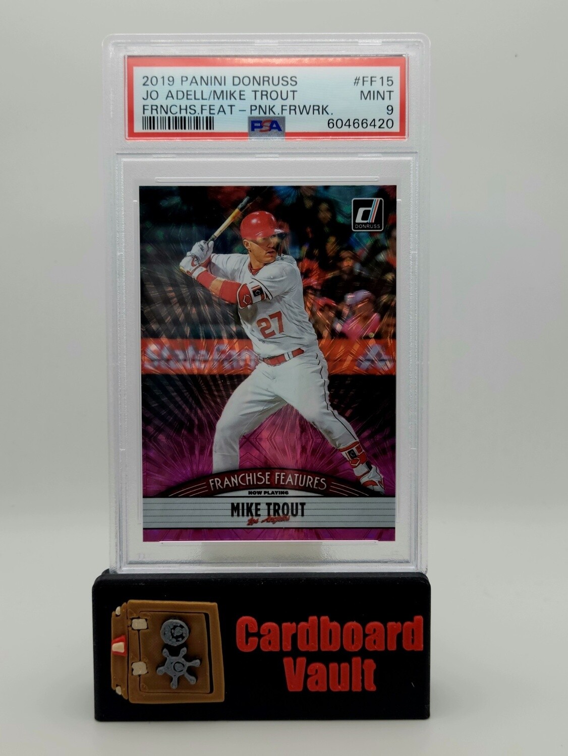 2019 Donruss Jo Adell Franchise Features Mike Trout Pink Fireworks  #FF15  PSA 9