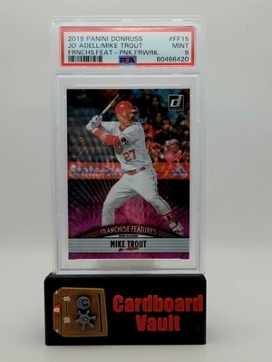 2019 Donruss Jo Adell Franchise Features Mike Trout Pink Fireworks #FF15 PSA 9