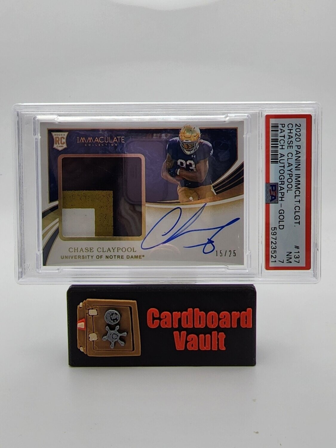 2020 Immaculate Collegiate Chase Claypool #137 Patch Autograph Gold 15/25 PSA 7