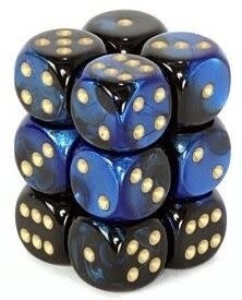 Chessex: Gemini Black-Blue/Gold 16Mm D6 Dice Block