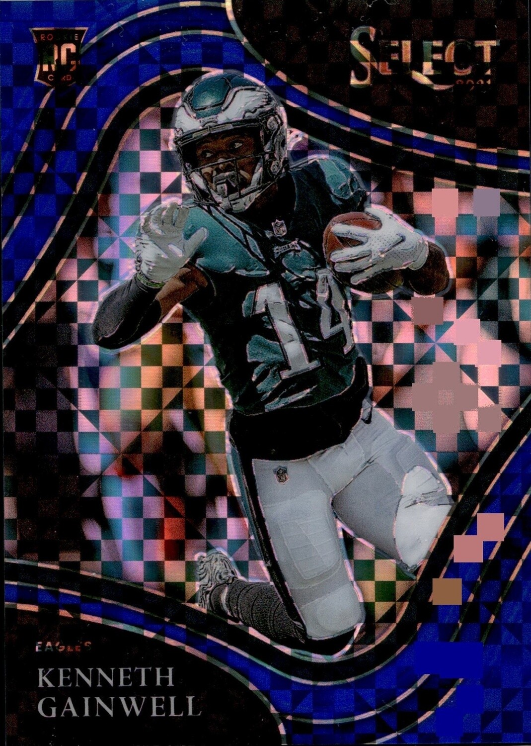 2021 Select Kenneth Gainwell #381 Blue Checker Prizm 49/49