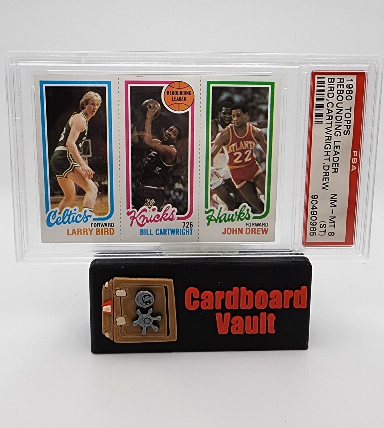 1980 Topps Rebounding Leader Larry Bird Bill Cartwright John Drew PSA 8