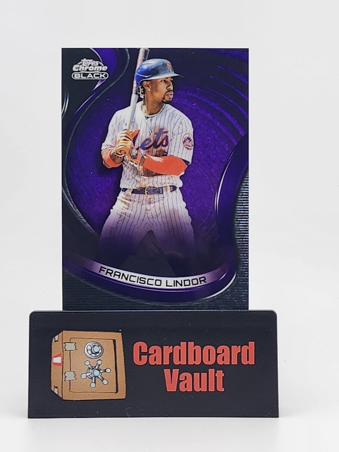 2022 Topps Chrome Black Francisco Lindor #77 Purple Mini Diamond Refractor 087/150