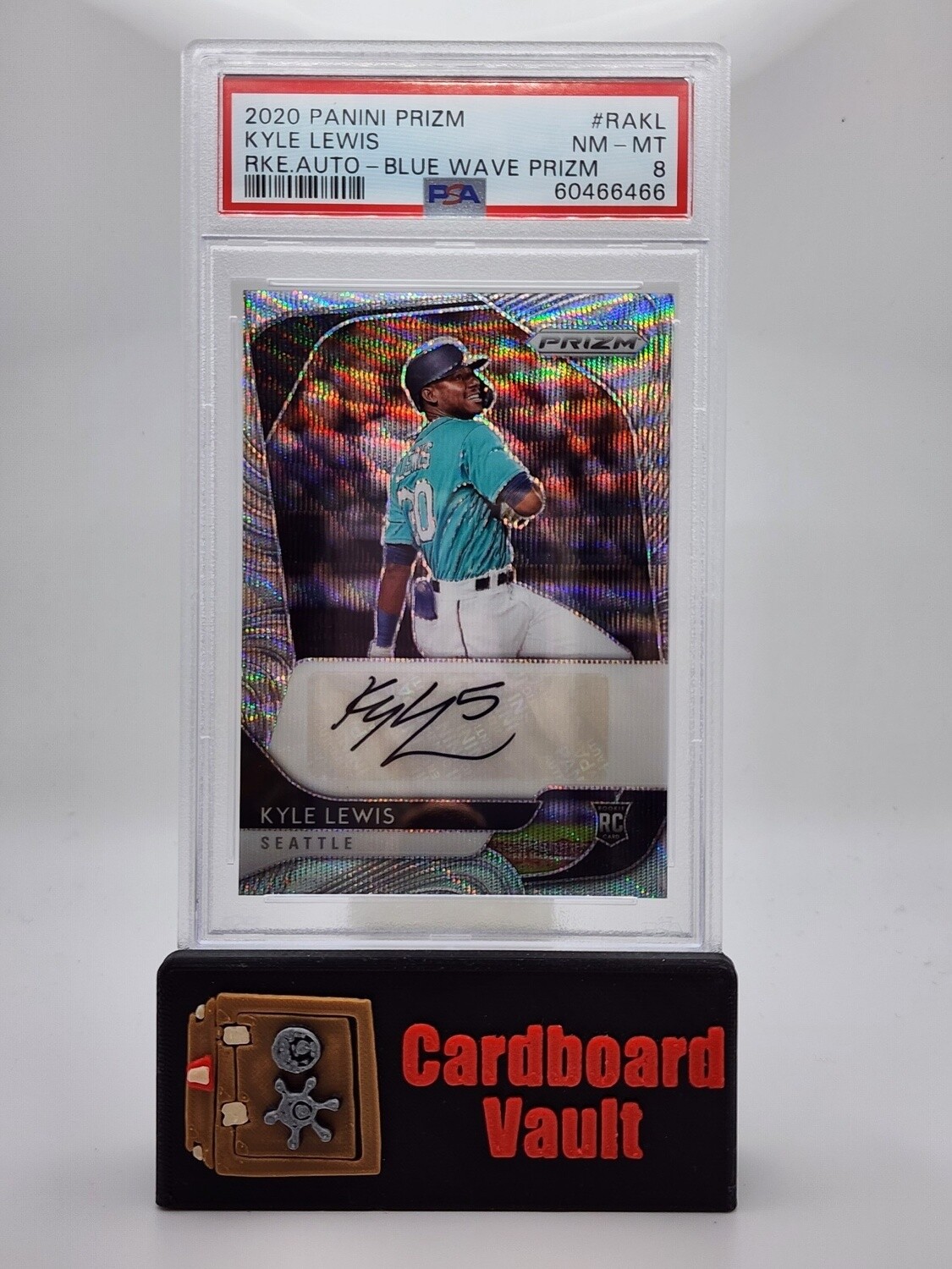 2020 Prizm Rookie Autograph Kyle Lewis #RA-KL Blue Wave Prizm 13/50 PSA 8