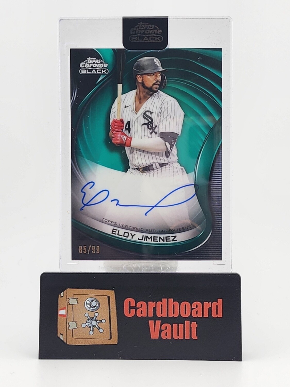 2022 Topps Chrome Black Eloy Jimenez Autograph #CBA-EJ Green Refractor 85/99